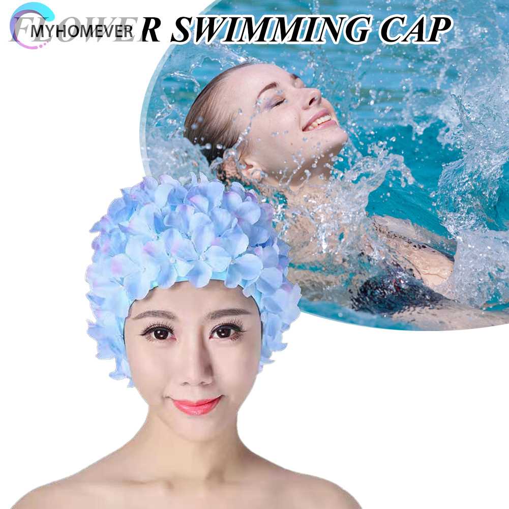 Mũ Bơi In Hoa 3D Thoáng Khí Thoải Mái Cho Nữ