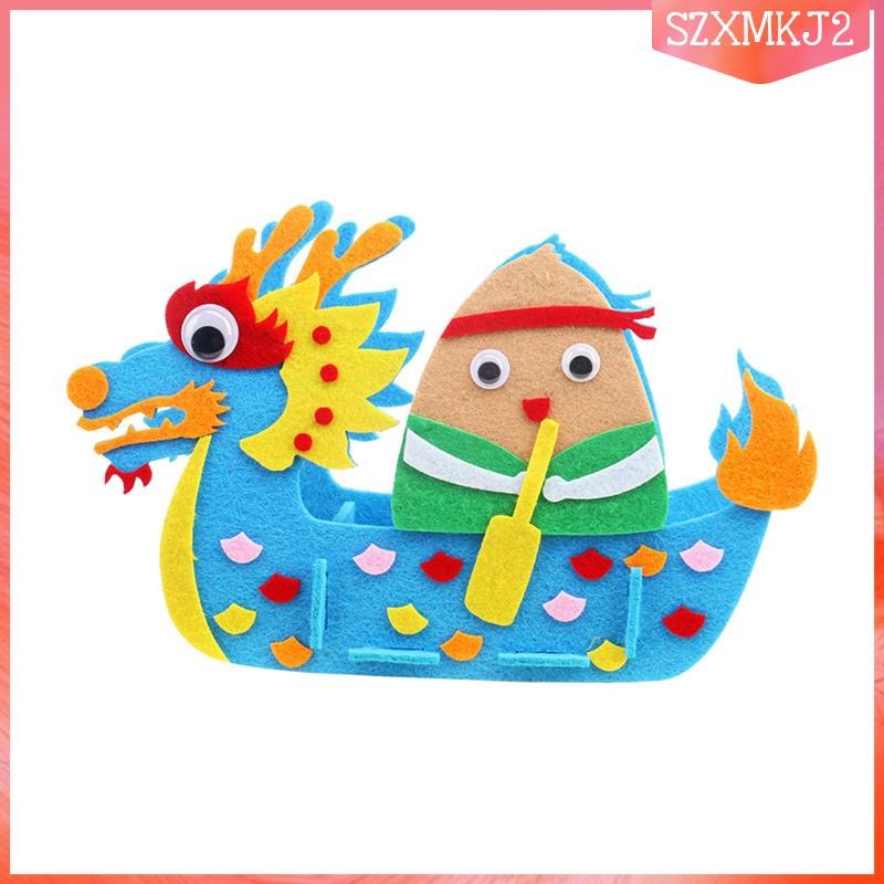 Set 2 Con Rồng / Thuyền 3D Bằng Vải Nỉ Làm Đồ Thủ Công DIY Trang Trí Nhà Cửa Cho Bé