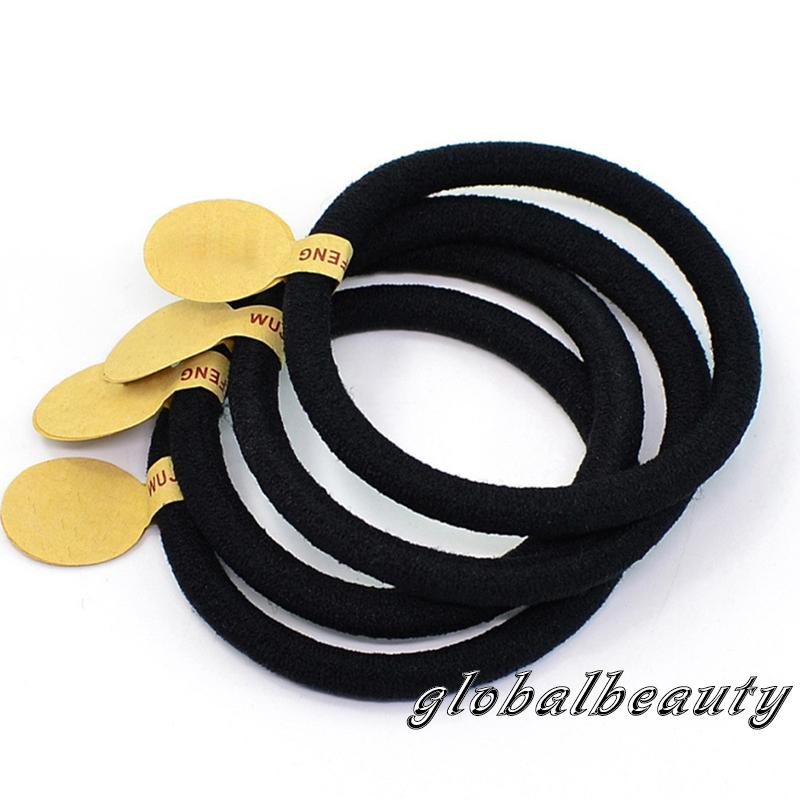 Dây Buộc Tóc Đuôi Ngựa Co Giãn Mềm Mại Màu Đen Không Đường May Dành Cho Bé Gái Và Bé Gái