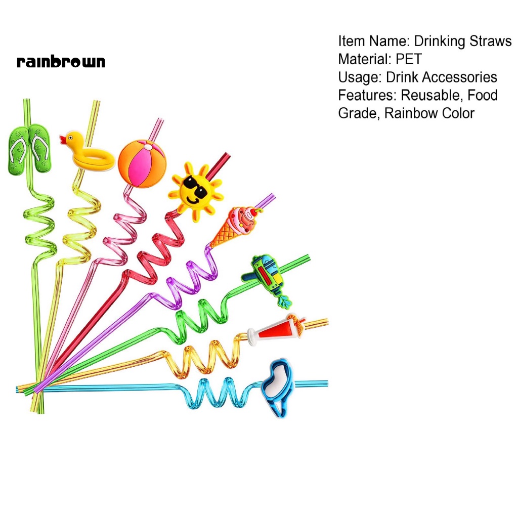 Bộ 8 Ống Hút Xoắn Ốc Dùng Để Trang Trí Thức Uống