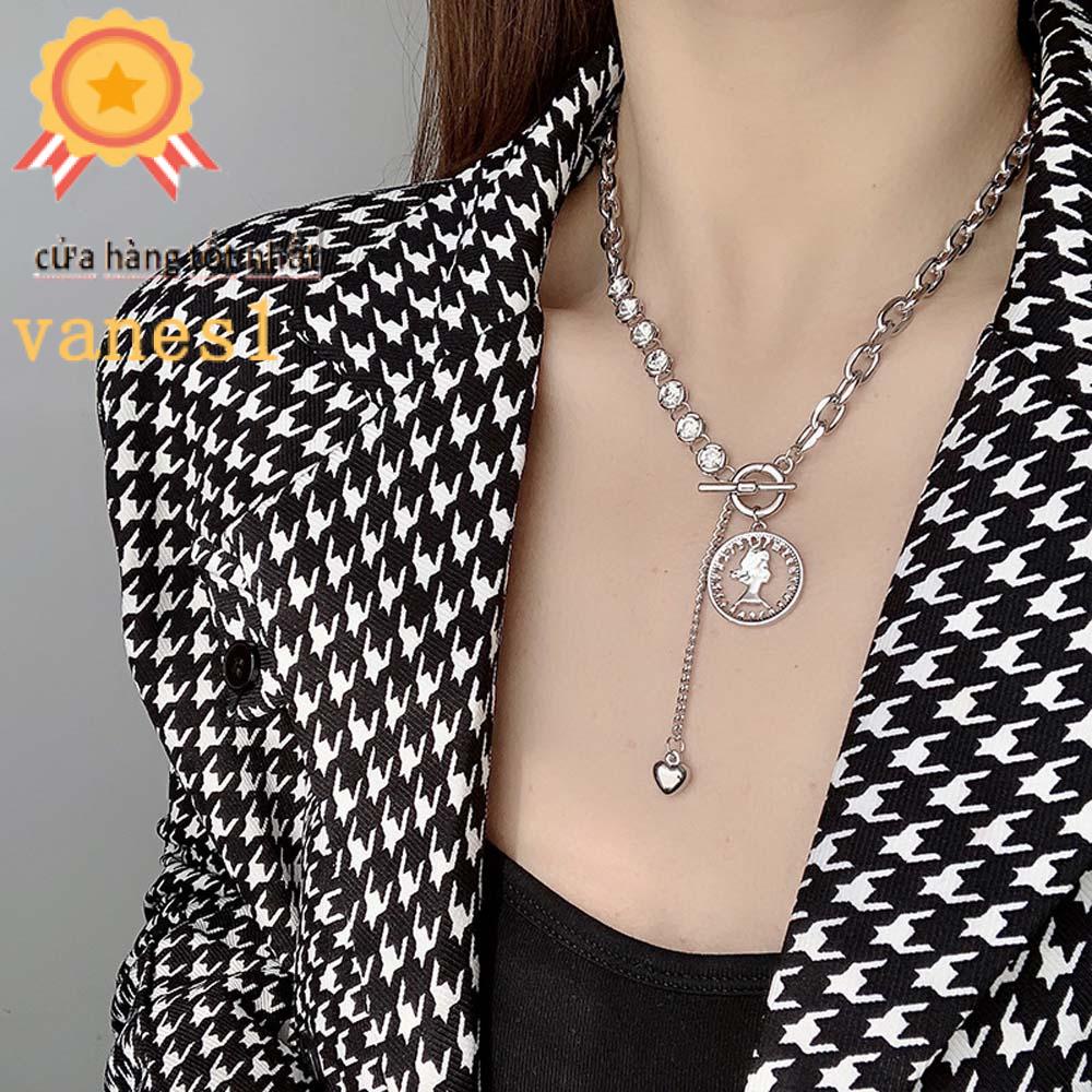 Vanes1 Vòng Cổ Mặt Đồng Xu Hàn Quốc Cá Tính Cho Nữ|Dây Chuyền Xương Quai Xanh