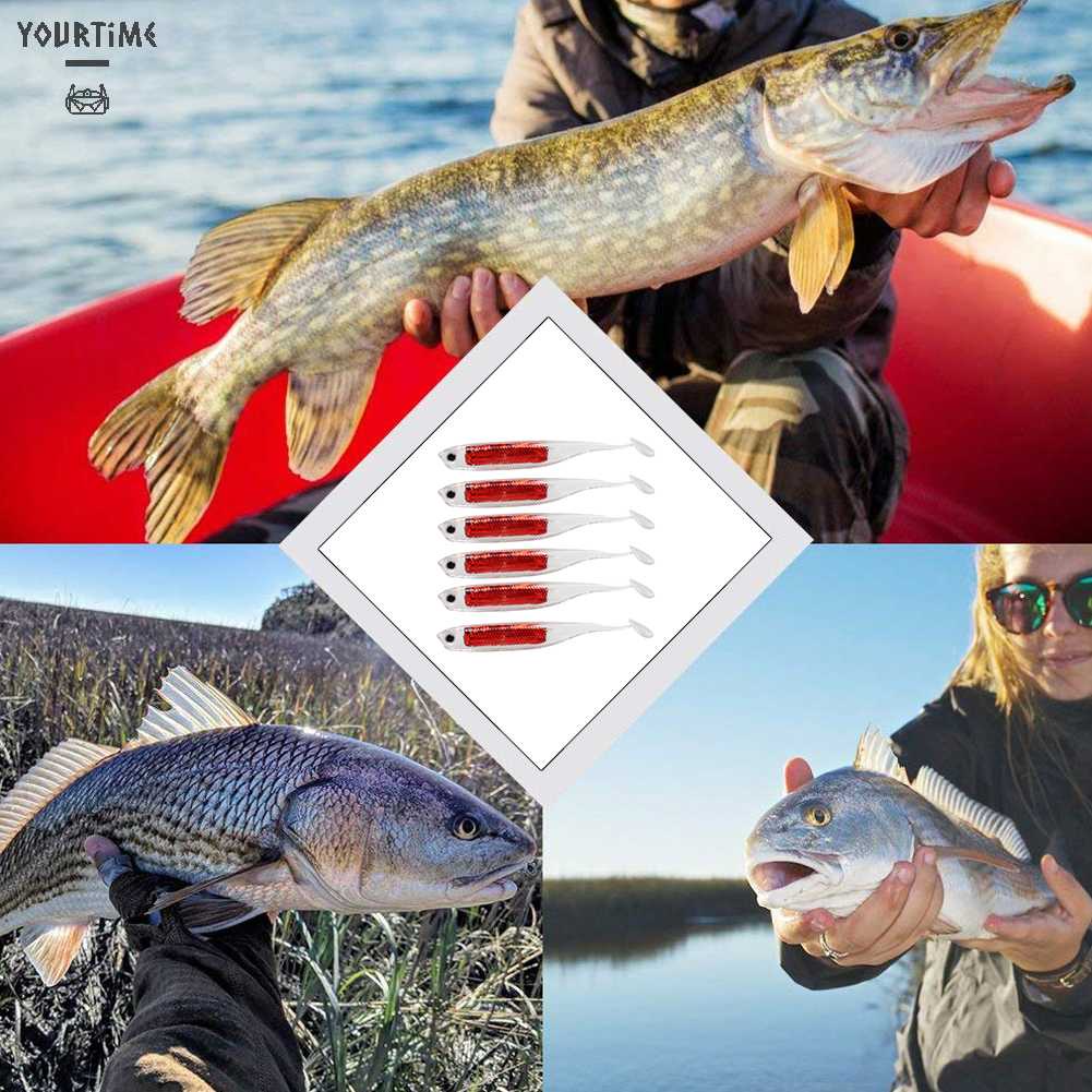 Set 6 Mồi Câu Cá Mềm Phản Quang 80mm / 2.2g