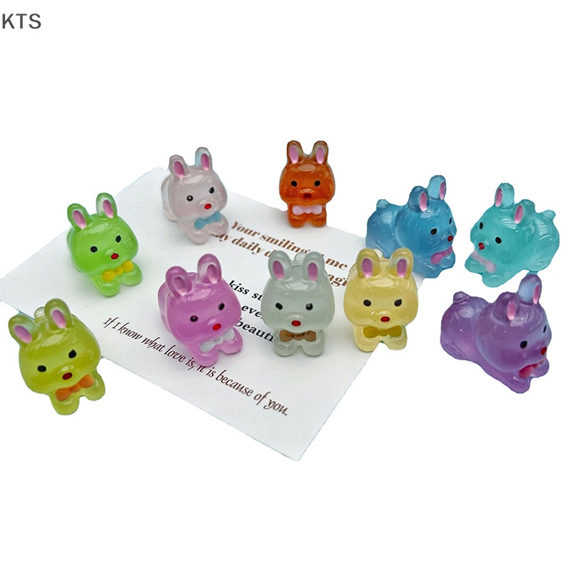 Set 2 Tượng Thỏ Mini Dạ Quang Dùng Để Trang Trí