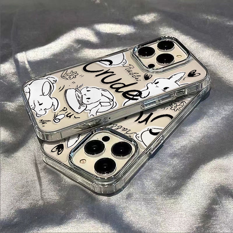 ✅Ốp Điện Thoại Mềm Chống Sốc Hình Thỏ Màu Đen Đơn Giản Cho Iphone 14pro 11plusmax13 8iPhone127 SOMC