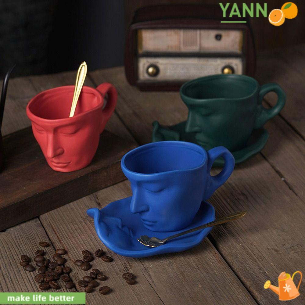 Bộ Cốc Sứ Kèm Đĩa Và Muỗng Hình Mặt Người Sáng Tạo Vui Nhộn 1 #