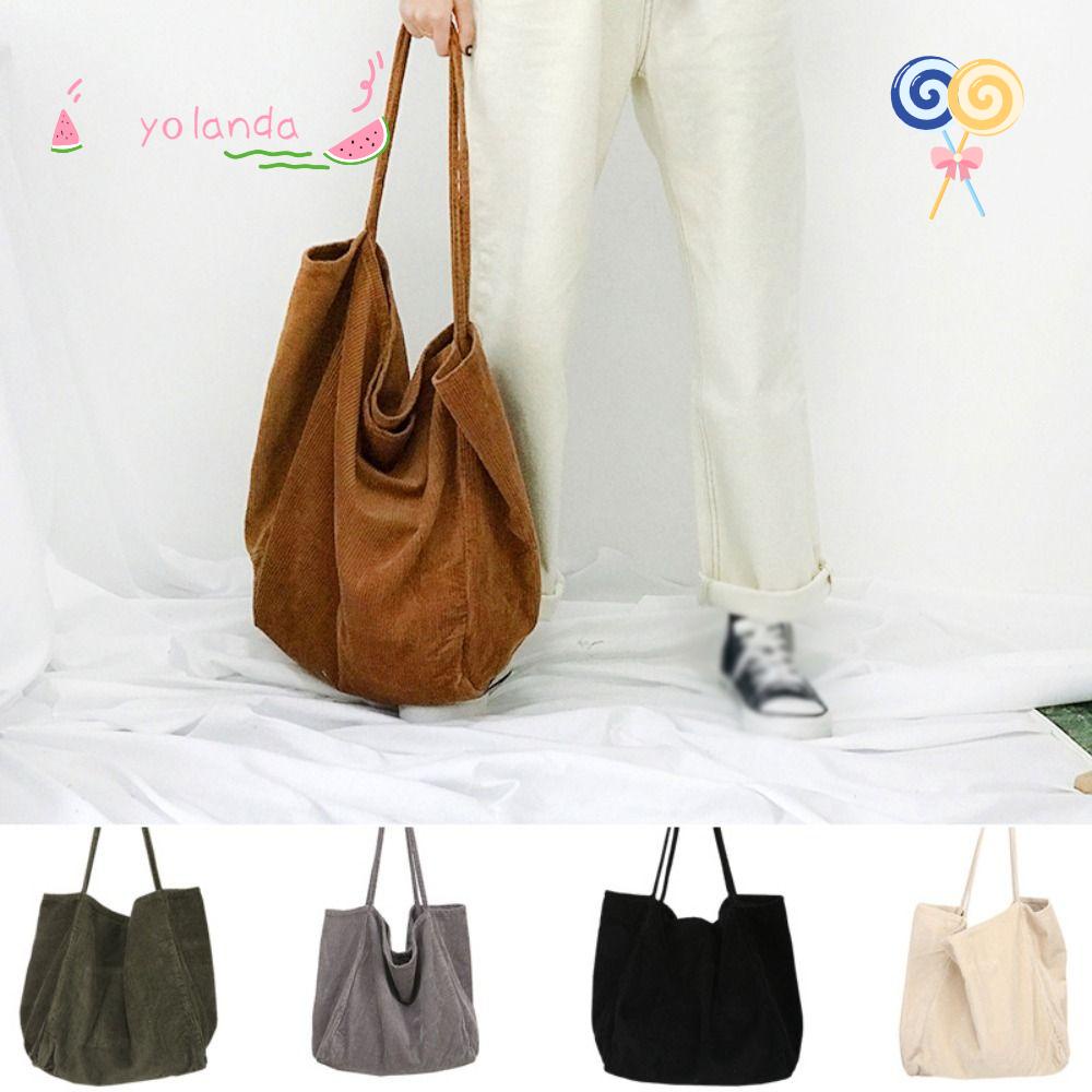 Túi Mua Sắm Du Lịch Tiện Lợi Túi Xách Tote Vải Nhung Kẻ Cỡ Lớn Thời Trang Cho Nữ