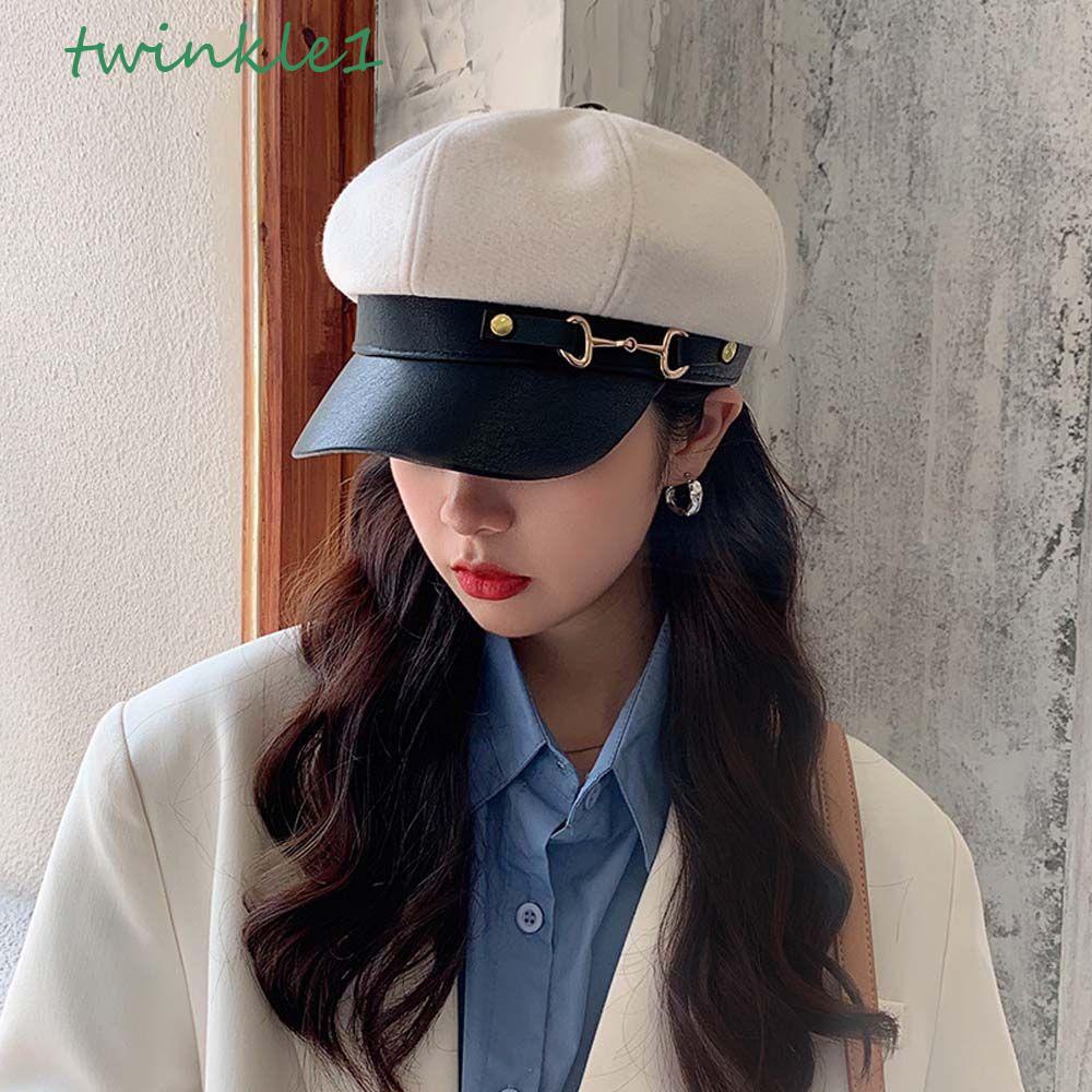 Mũ Beret Màu Đen Đỏ Phong Cách Hàn Quốc Cho Nữ