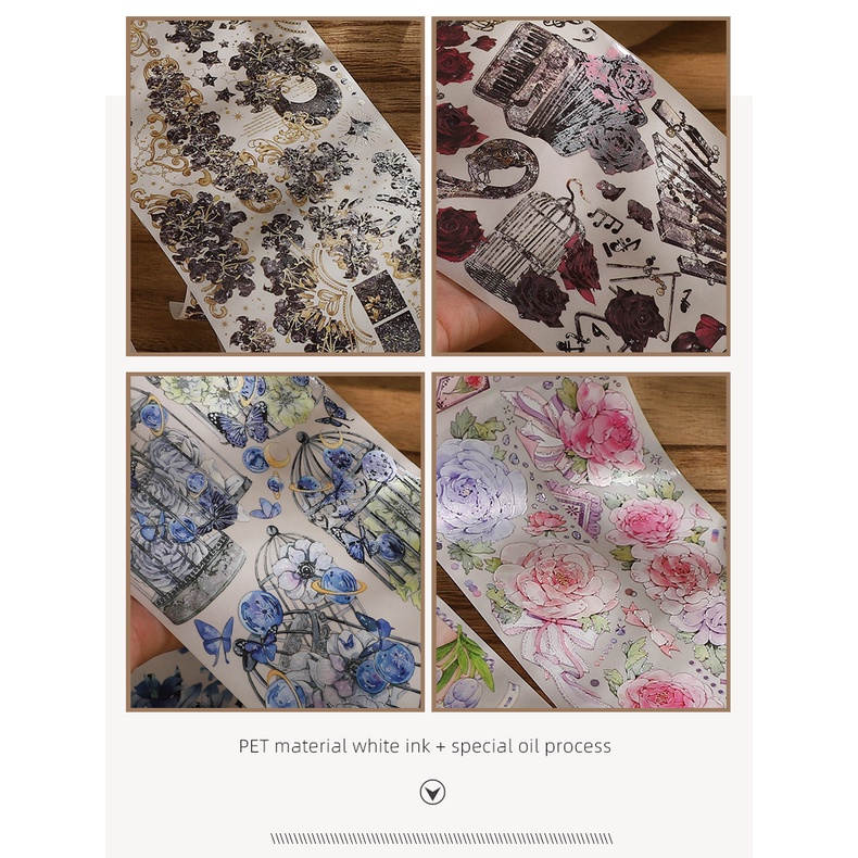 Cuộn 300cm / Cuộn Băng Keo Họa Tiết Hoa Phong Cách Vintage Trang Trí DIY