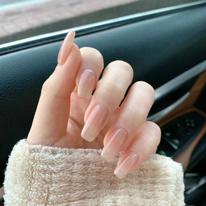 Hộp 24 Móng Tay Giả Cao Cấp Màu Nude Dễ Phối Đồ