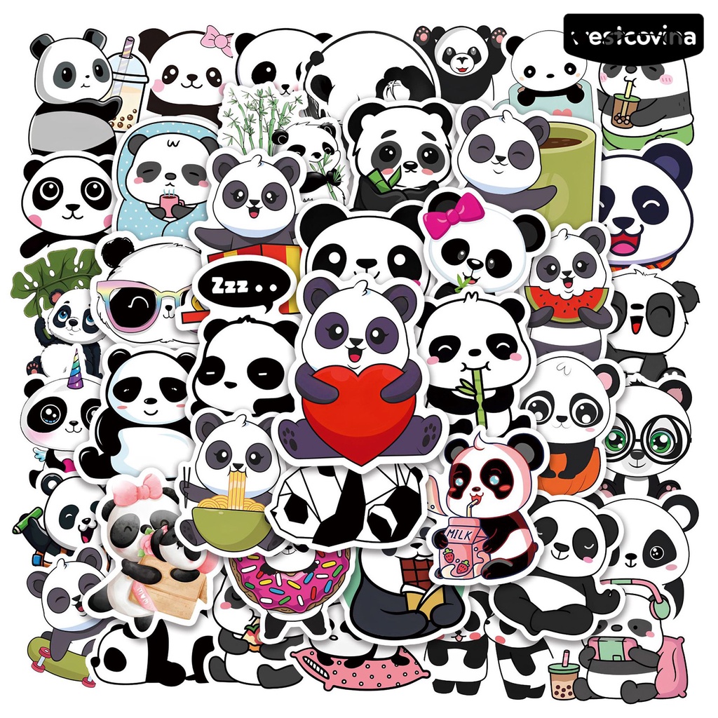 [WSTN]✎Bộ 50 Miếng Dán Hình Gấu Trúc Hoạt Hình Tự Dính Chống Nước Chống Rách Dùng Trang Trí DIY