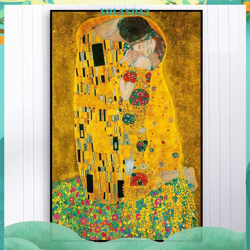 Tranh Đính Đá Kim Cương Toàn Bộ 5D DIY Hình Vẽ Nụ Hôn Trang Trí Nhà Cửa