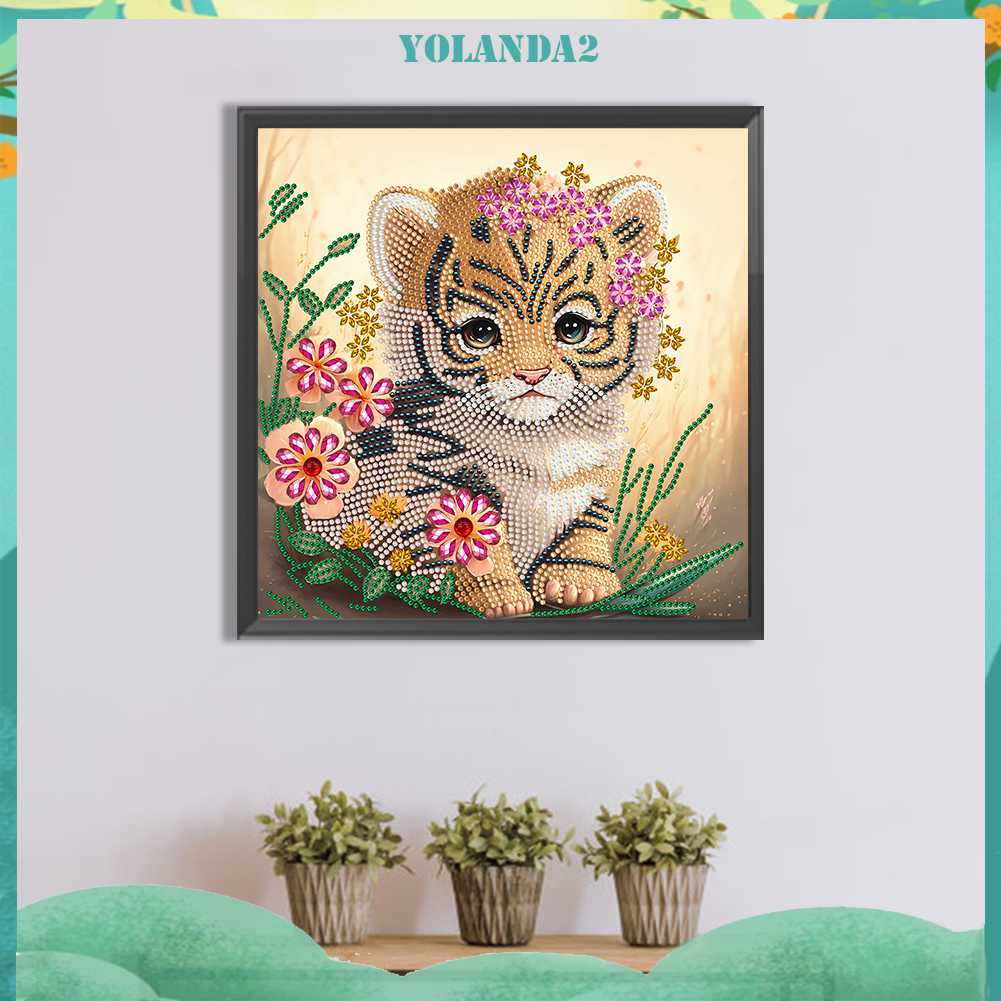 Tranh Đính Đá Hình Chú Hổ 5D Nghệ Thuật Tự Làm Thủ Công Treo Trang Trí Nội Thất