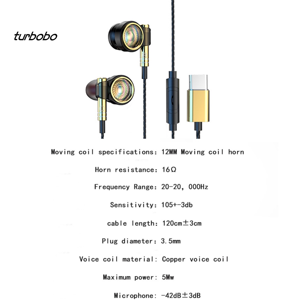 Tai Nghe Nhét Tai Có Dây Turbobobo A1 HiFi HD-C Có Micro Âm Thanh Siêu Trầm Cho Điện Thoại Android iPhone