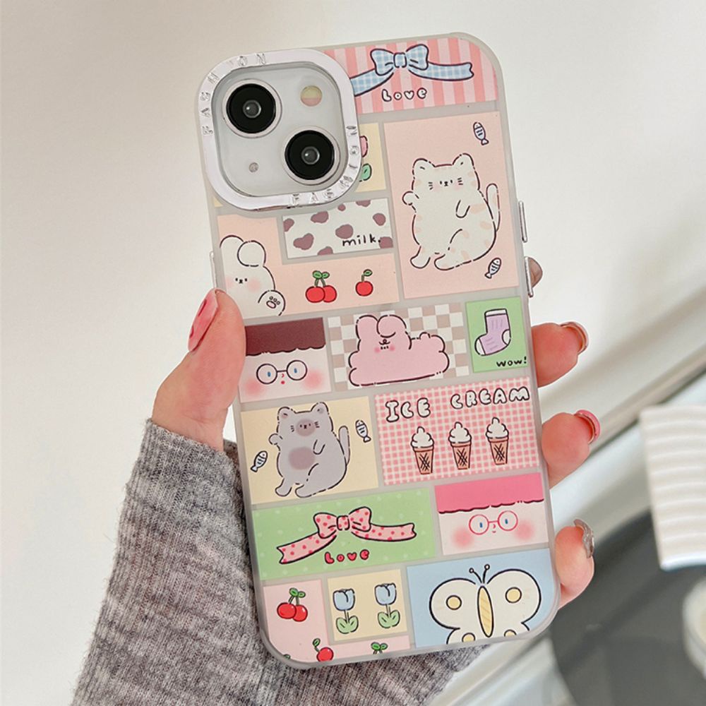 Ốp Điện Thoại TPU Mềm Chống Sốc Mạ Điện Họa Tiết Thỏ Mèo Cho IPhone 11 14 13 12 Pro Max XS XR 7 8 Plus