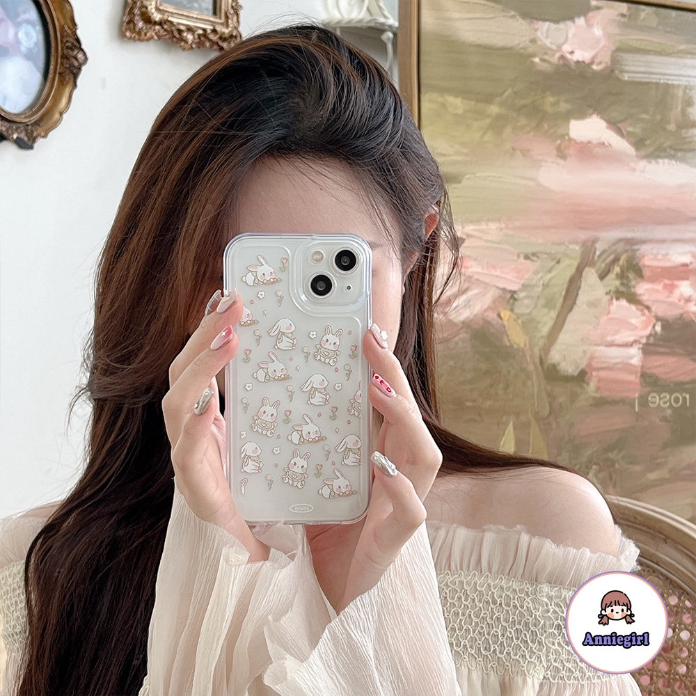 Ốp Điện Thoại TPU Mềm Họa Tiết Thỏ Và Hoa Mùa Hè Cho IPhone 11 14 Pro Max 13 Pro Max 12 IPhone X XS XR 7 8 Plus