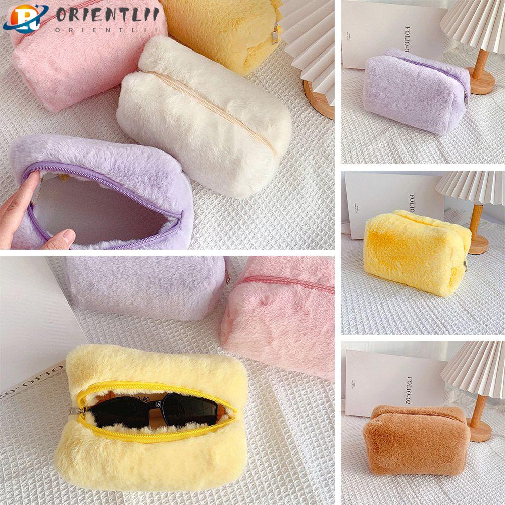 Túi Đựng Bút Bằng Vải Bạt Phối Lông Hình Hoạt Hình Đáng Yêu