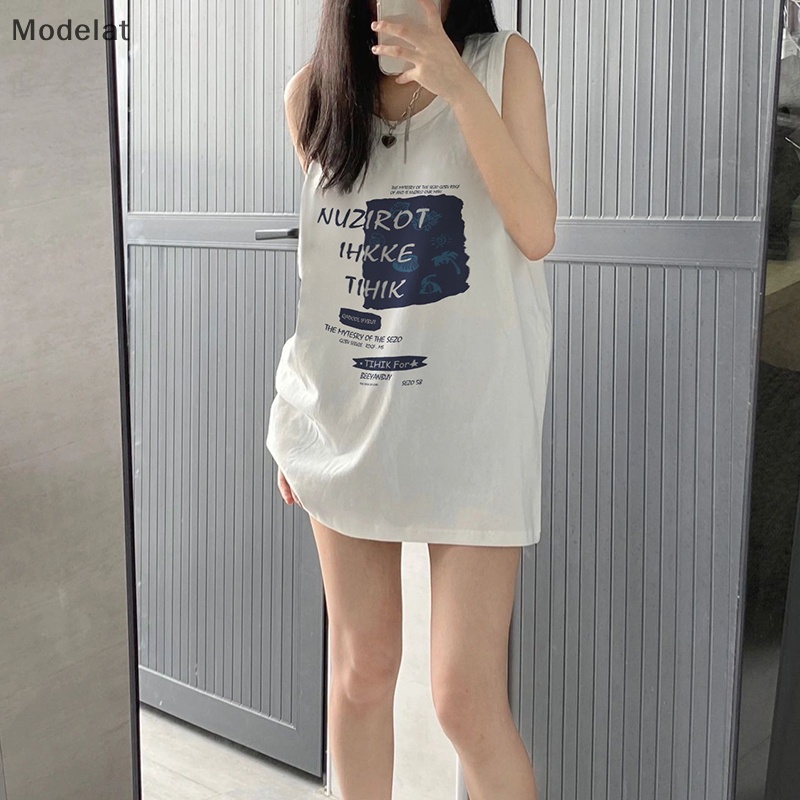 Áo Sát Nách Cổ Tròn Dáng Rộng In Họa Tiết Kiểu Retro Mỹ Thời Trang Mùa Hè Cho Bạn Gái