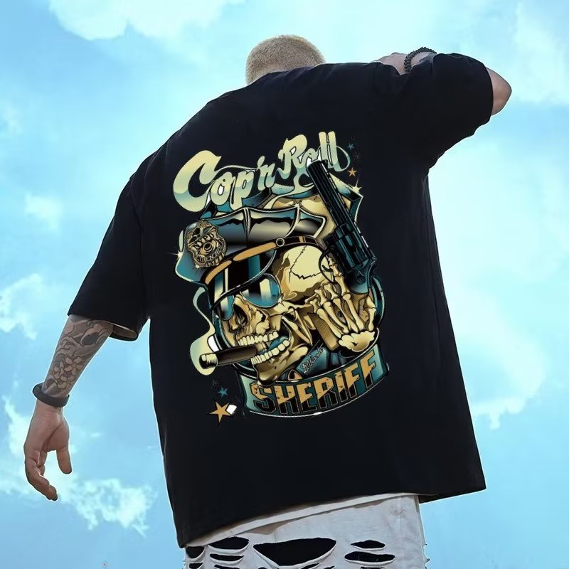 [ Rẻ vô địch ]có size lớn M-8xl Áo thun unisex nam nữ form rộng tay lỡ phông Cotton In Hình Đầu Lâu Hoạt Hình