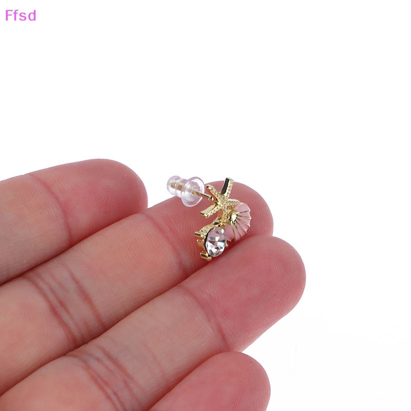 {Ffsd} 1 Đôi Bông Tai Hợp Kim Đơn Giản Hình Sao Biển Đính Ngọc Trai Zircon * Hàng Bán Chạy