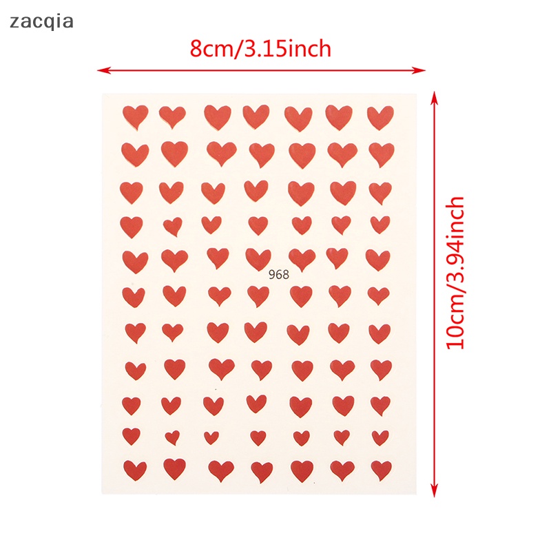 1 Miếng Dán Móng Tay 3D Hình Trái Tim Màu Đỏ Đen