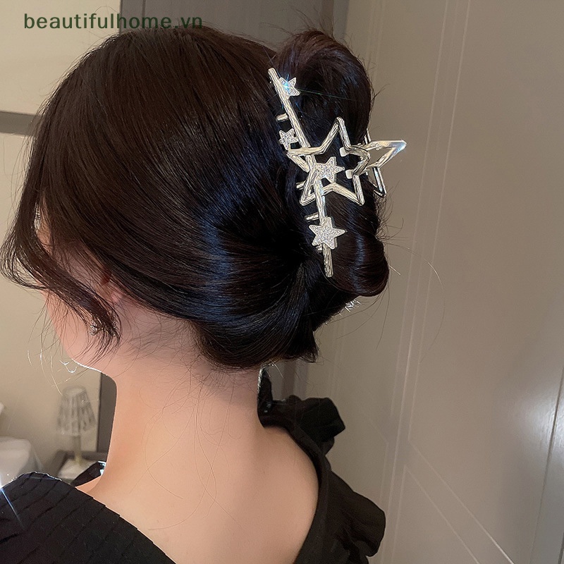 Kẹp Móng Vuốt Đính Đá Pha Lê Màu Bạc Hình Ngôi Sao Màu Sắc Đẹp Mắt Cho Nữ [beauty]