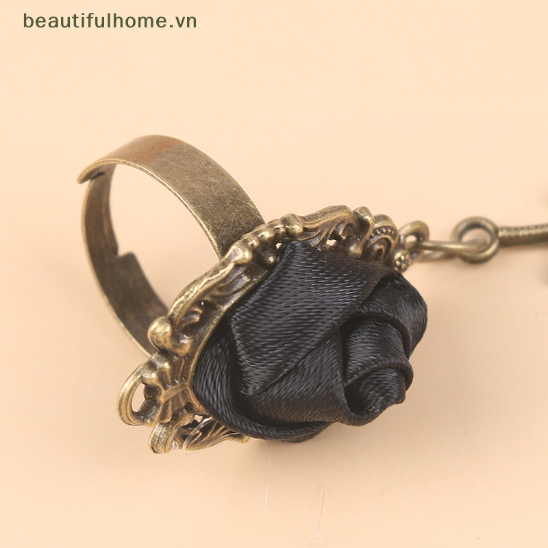 [beautifulhome] Vòng Tay Hạt Pha Lê Đen Phối Ren Cổ Điển Dành Cho Nữ Làm Đẹp