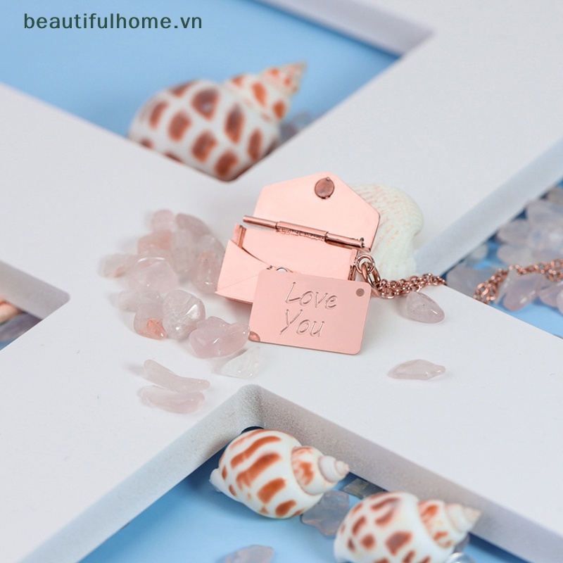[beautifulhome] Mặt Vòng cổ Dạng Phong Bì Bằng Thép Không Gỉ Hình Trái Tim Sáng Tạo Dành Cho Cặp Đôi [beauty]