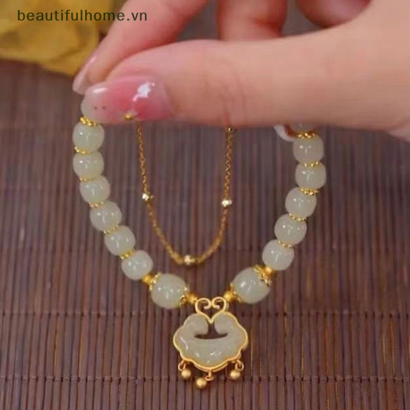 [beautifulhome] Vòng Tay Hạt Tròn Mặt Hình Thỏ Vintage Trung Hoa Có Thể Điều Chỉnh Trang Sức [beauty]