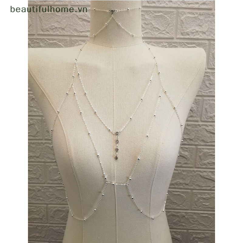 [beautifulhome] Dây Chuyền Cơ Thể Bằng Kim Loại Dạng Chuỗi Hạt Pha Lê Trang Sức Quyến Rũ Thời Trang Cho Nữ [beauty]