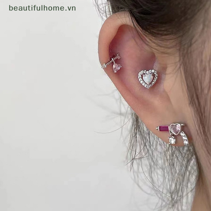 Bông Tai Hình Ngôi Sao / Trái Tim Đính Đá Zircon Dễ Thương Cho Nữ