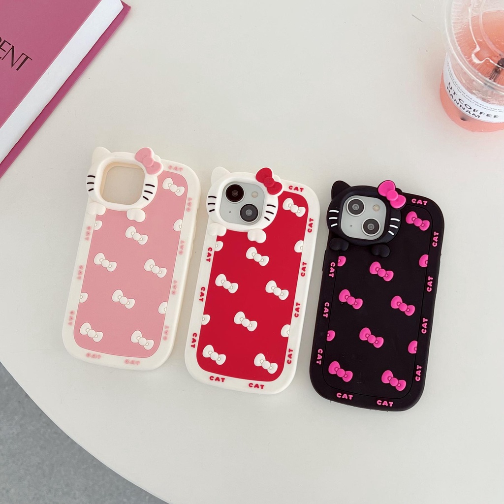 Ốp Điện Thoại TPU Dẻo Họa Tiết Hoạt Hình Mèo Kitty Dễ Thương Chống Rơi Cho iPhone 14 13 12 11 Pro Max