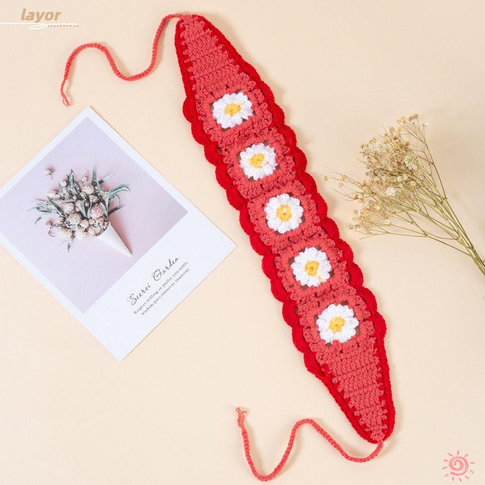 Băng Đô Cài Tóc Bandana Đan Móc Họa Tiết Hoa Chất Lượng Cao