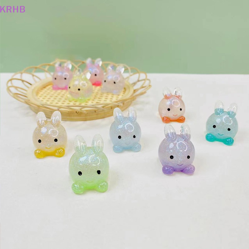 Set 5 Chú Thỏ Mini Bằng Nhựa Phát Quang Trang Trí Vườn Nhà Độc Đáo Mới