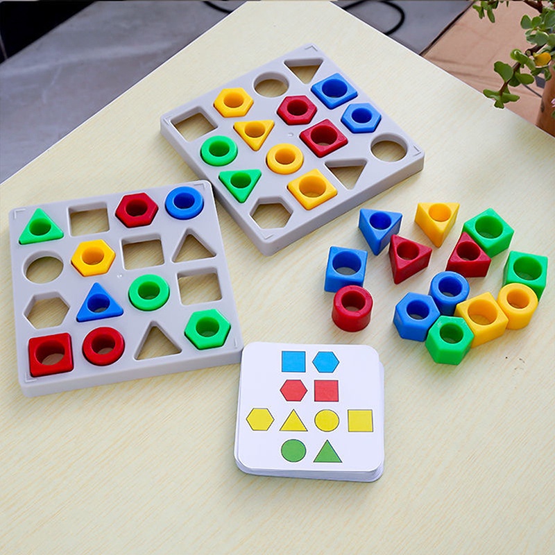 Bộ Đồ Chơi Xếp Hình Học Montessori Nhiều Màu Sắc Dành Cho Ba Mẹ Và Bé