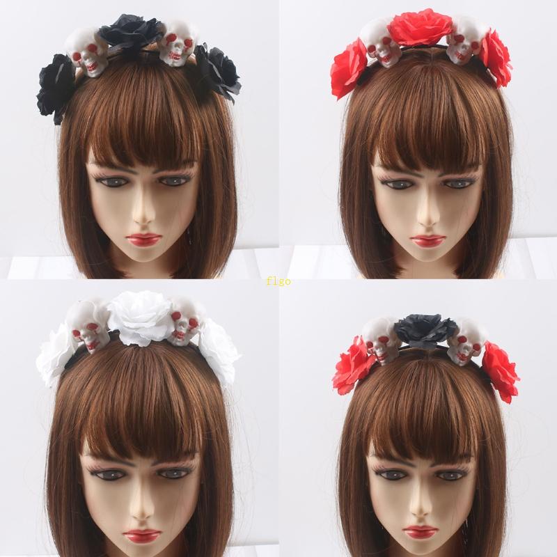 Flgo Băng Đô Đầu Lâu Hoa Hồng Phong Cách Gothic Làm Đạo Cụ Chụp Ảnh Halloween