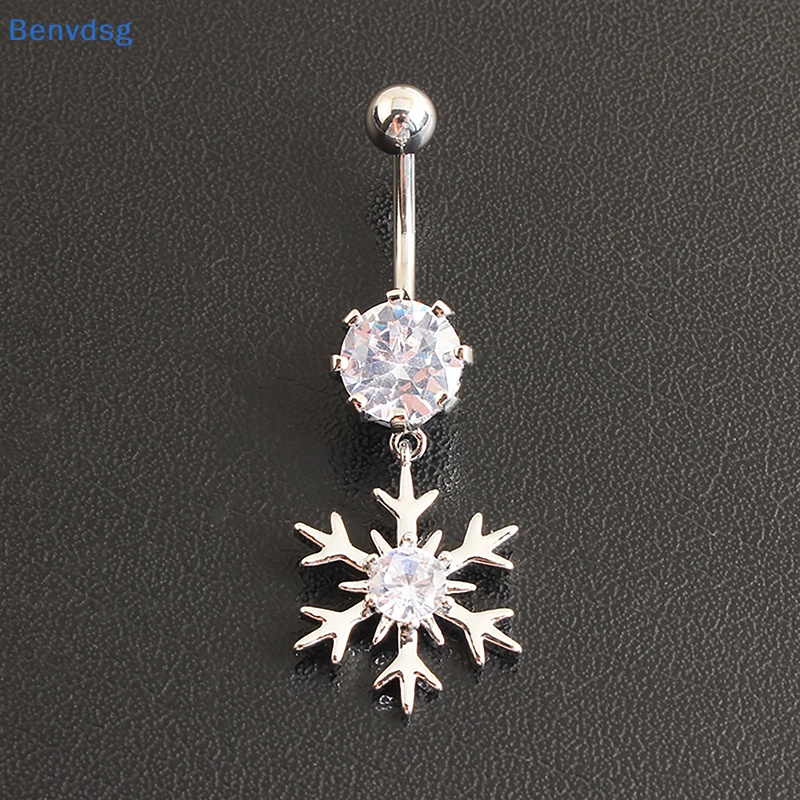 Khuyên Rốn Bằng Thép Không Gỉ Đính Đá Zircon Hình Bông Tuyết Màu Hồng Và Trắng Sáng Tạo Quyến Rũ Dành Cho Nữ