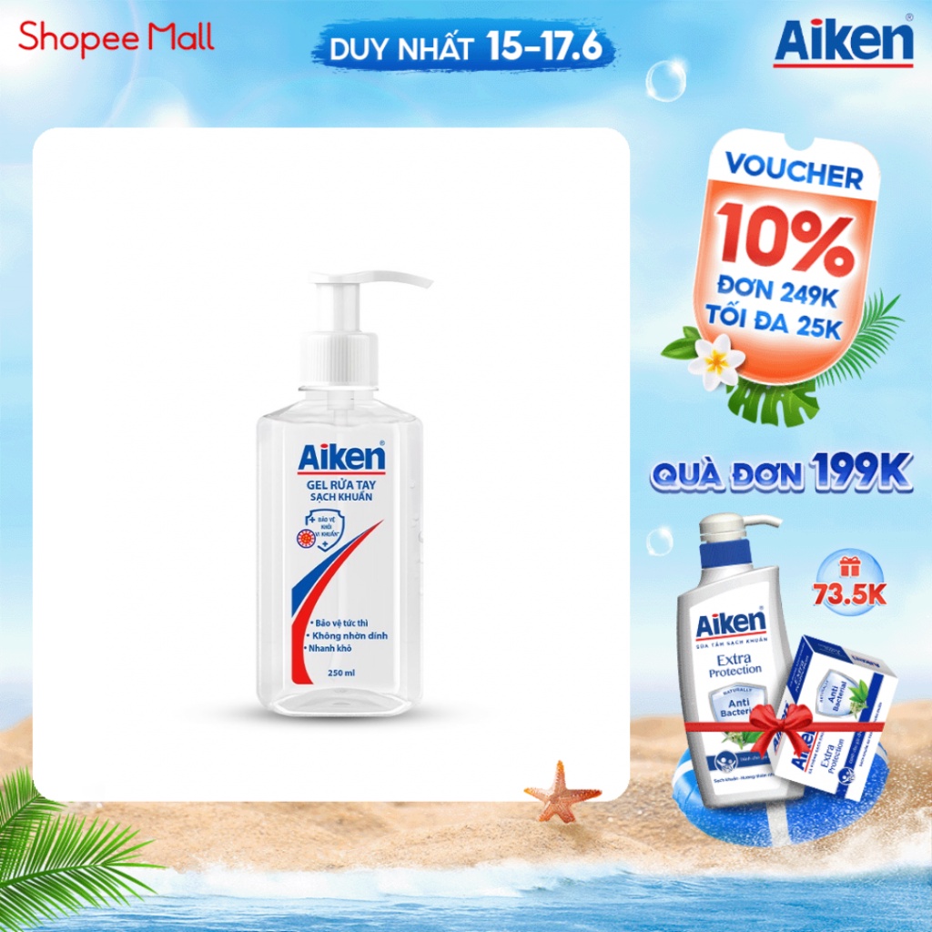 Aiken Gel rửa tay Sạch khuẩn 250ml Dạng vòi