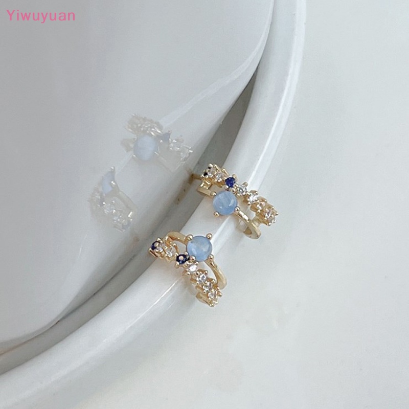 < Yiwuyuan > Khuyên Tai Đính Đá Mắt Mèo Zircon Ngọc Trai Thời Trang Hàn Quốc Ngọt Ngào Cho Nữ