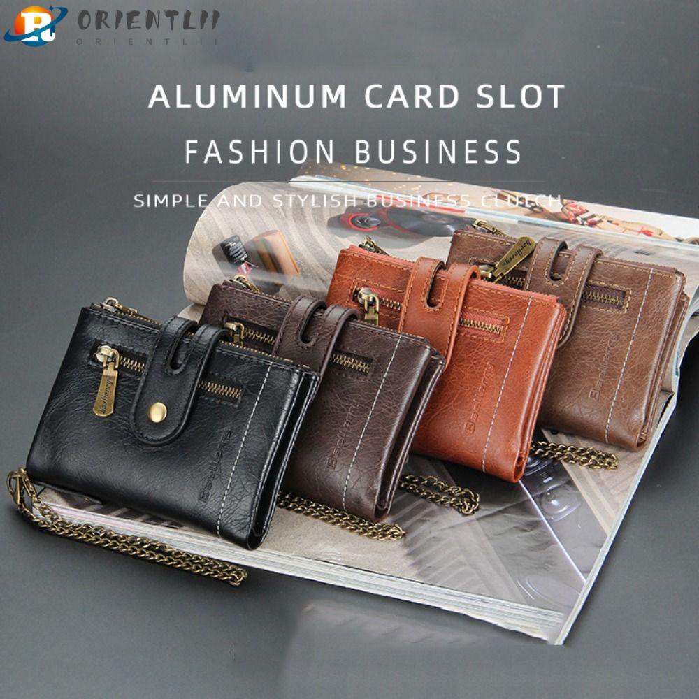 Ví Da PU 11 Ngăn Đựng Thẻ Màu Trơn Chống Mài Mòn Cho Nam