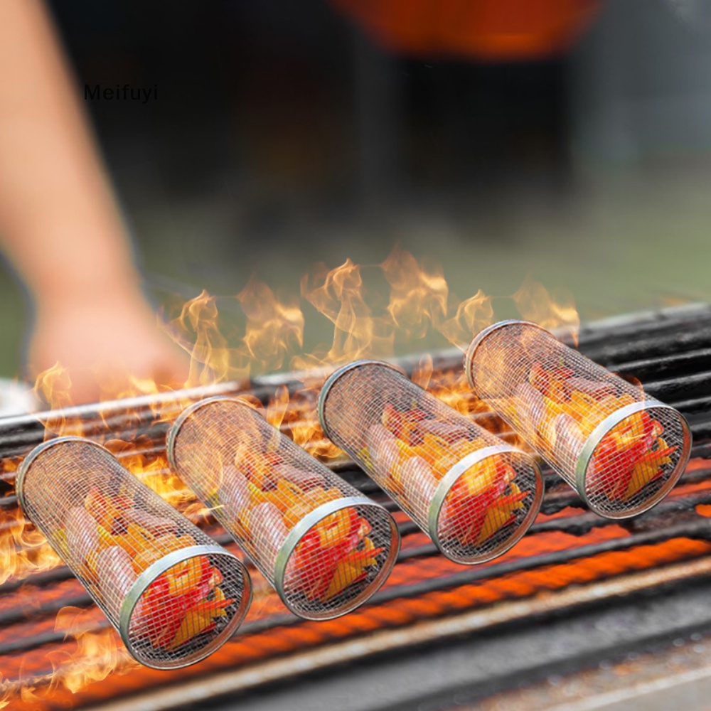 Vỉ Nướng BBQ Hình Trụ Bằng Thép Không Gỉ Chống Dính