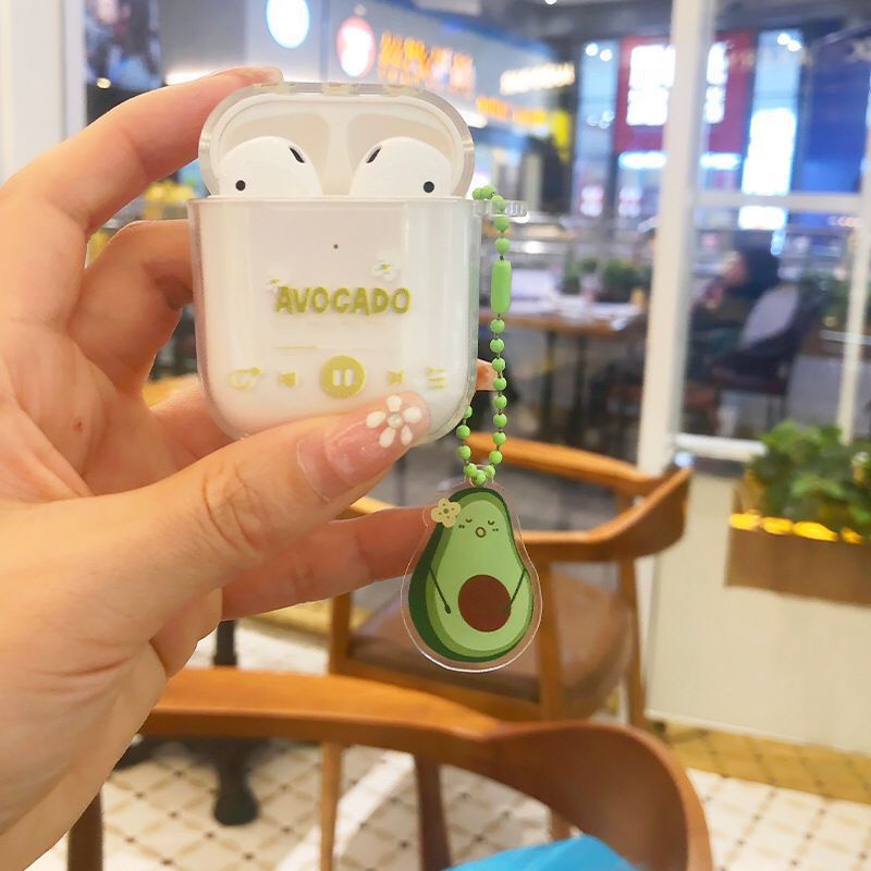 Vỏ Bảo Vệ Hộp Sạc Tai Nghe AirPods 1 / 2 Pro / I12 / Iici KJUJ Trong Suốt Kèm Móc Khóa
