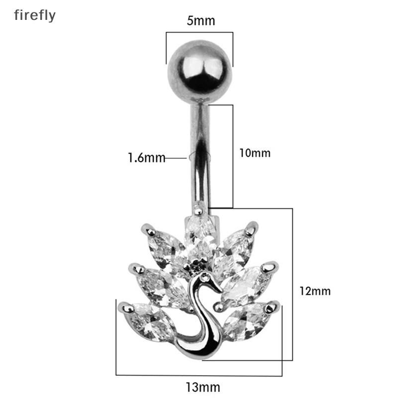 Khuyên Rốn Hình Công Đính Đá Zircon Bằng Thép Không Gỉ