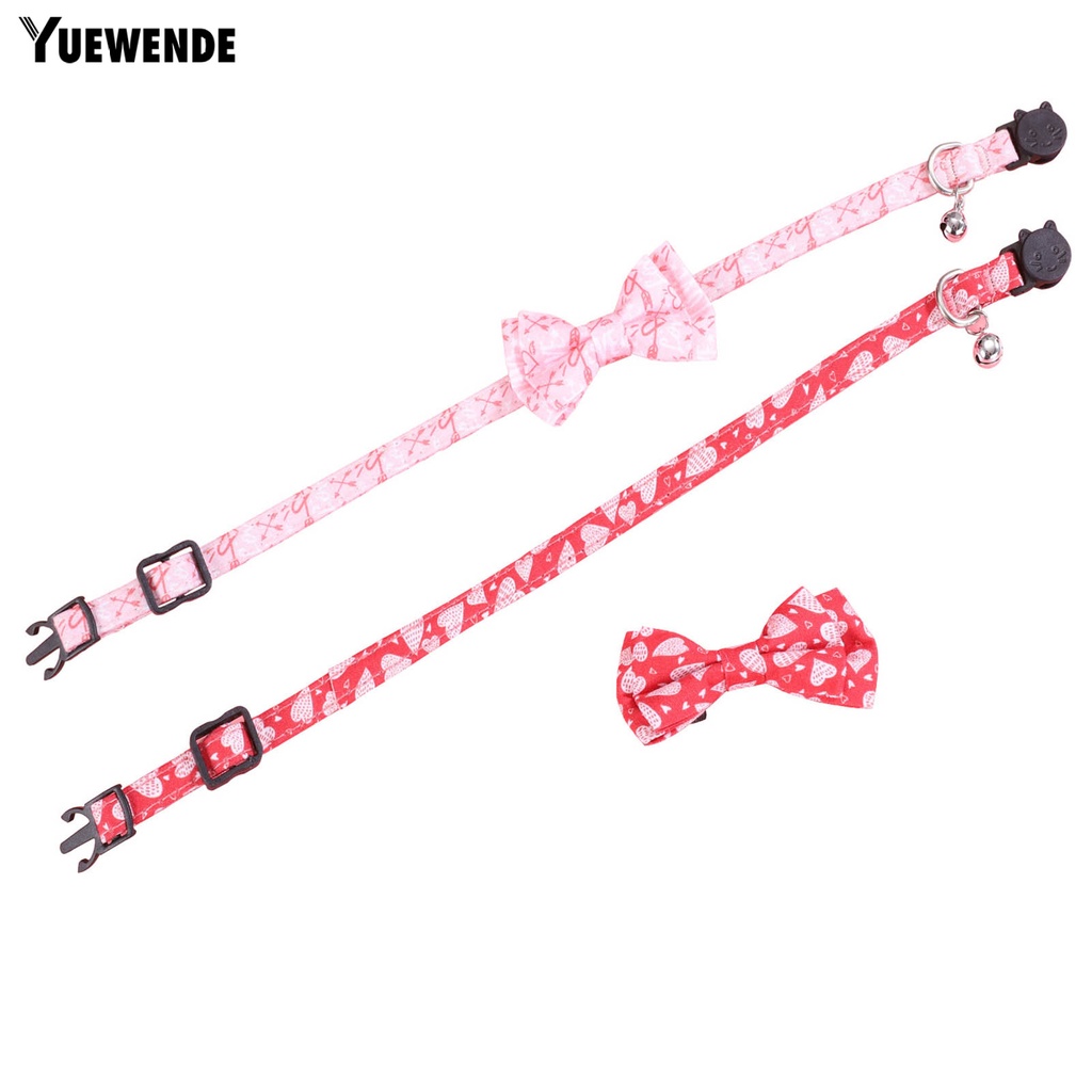 Yq.e Vòng Cổ Thắt Nơ In Họa Tiết Trái Tim Có Thể Điều Chỉnh Trang Trí Ngày Valentines Dành Cho Thú Cưng