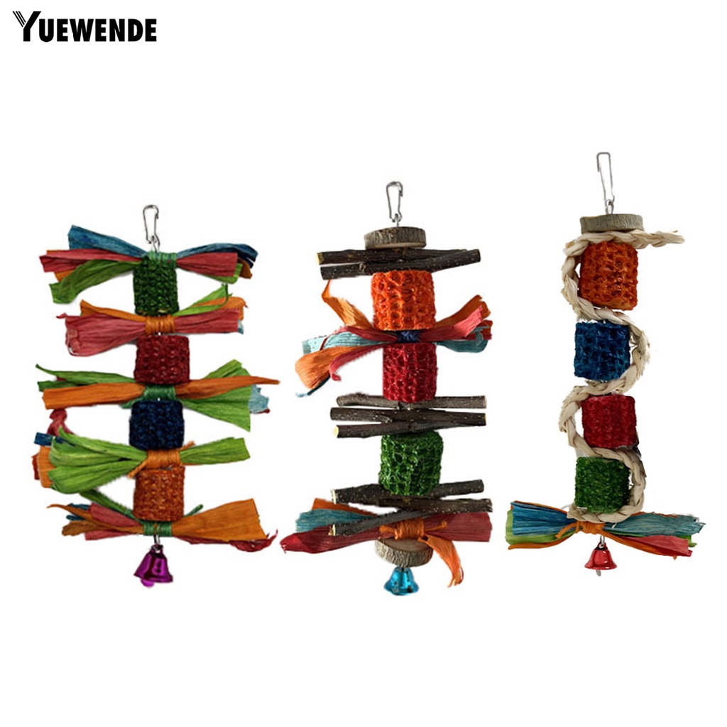 Yq.e Đồ Chơi Khối Gỗ Hình Bắp Ngô Nhiều Màu Sắc Có Chuông Dành Cho Chim Vẹt