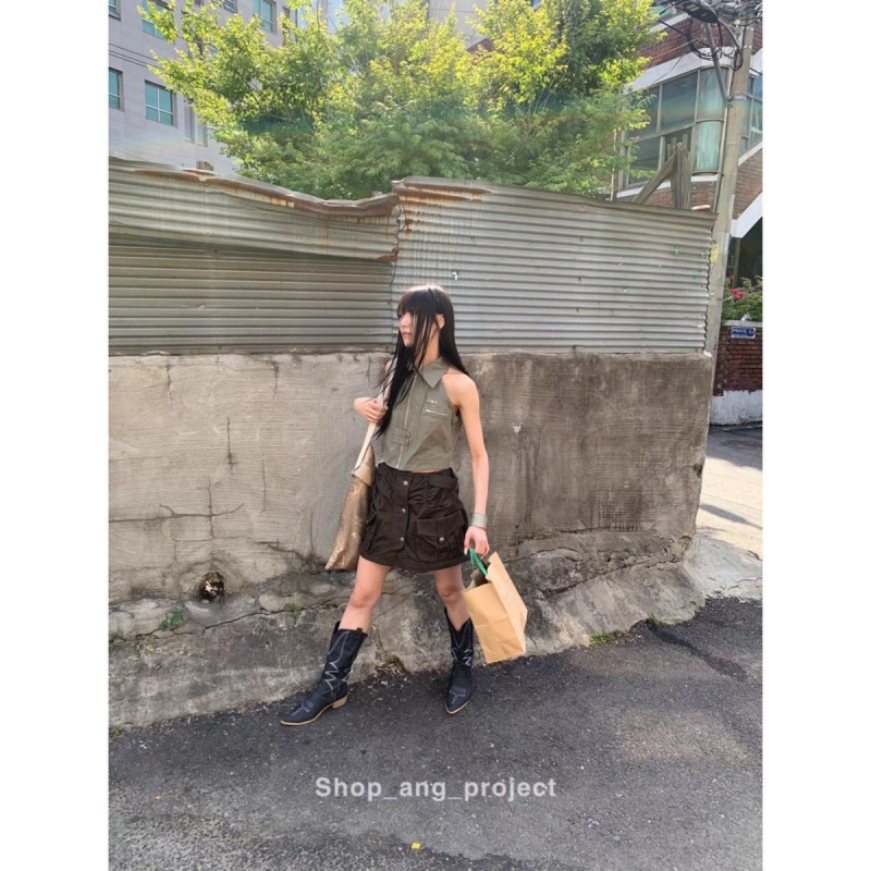 Áo Lửng Sát Nách Dáng Ôm Phối Khóa Kéo Thời Trang Mùa Hè Cho Nữ