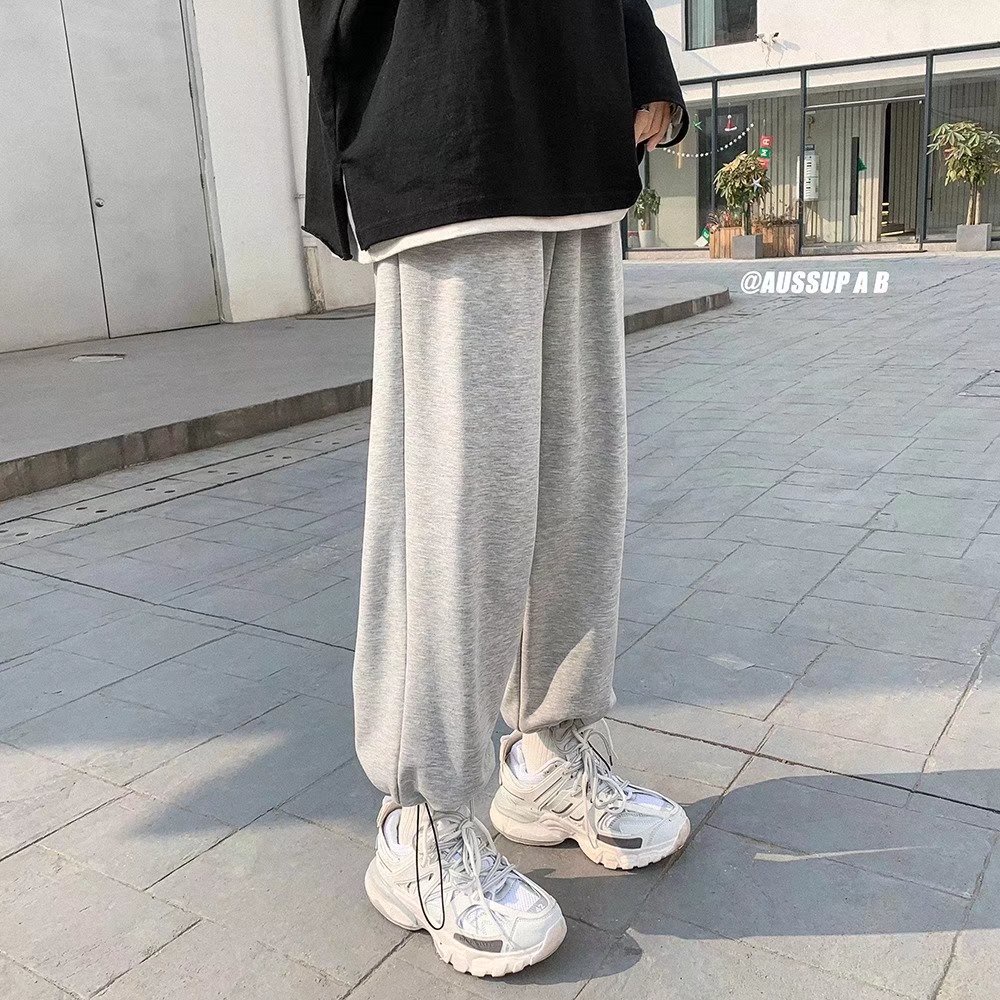 Quần Legging Thể Thao Màu Xám Đen Phong Cách Đường Phố Mỹ Nhật Bản Thời Trang Mùa Hè Cho Nam