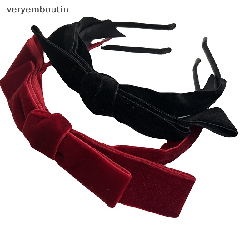 Băng Đô Cài Tóc Bằng Vải Nhung Màu Trơn Đính Nơ Thời Trang Đơn Giản Cổ Điển Dành Cho Bạn Nữ