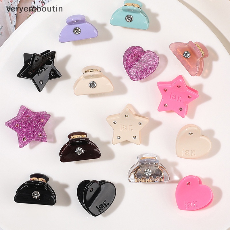 Bộ 2 Kẹp Tóc Đính Đá Hình Ngôi Sao / Trái Tim Dễ Thương Cho Bé Gái