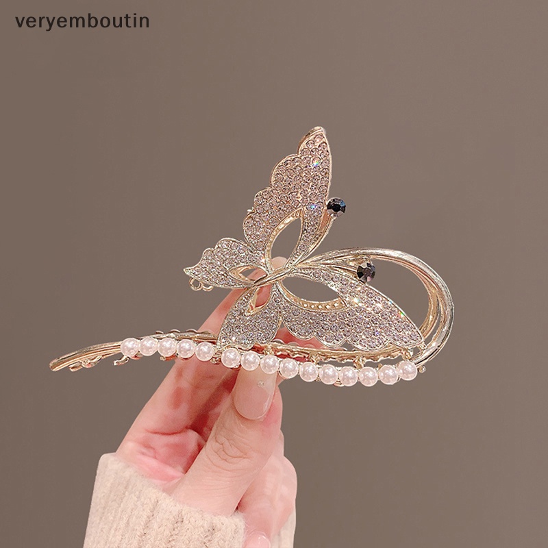 Kẹp Tóc Càng Cua Đính Ngọc Trai Hình Hoa &amp; Bướm Thời Trang Cho Nữ