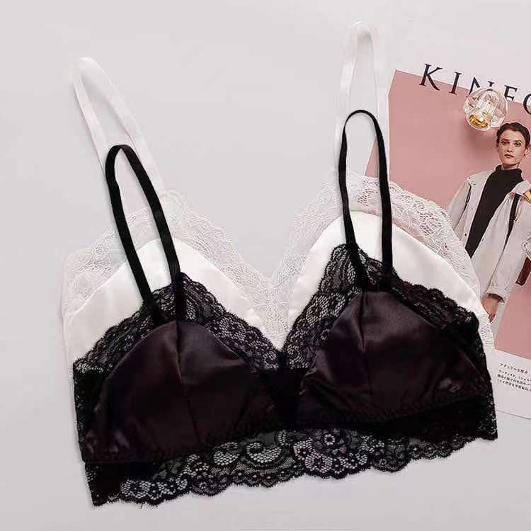 Áo Ngực Lụa Siêu Nhẹ Phối Ren Quyến Rũ Thoải Mái Cho Nữ